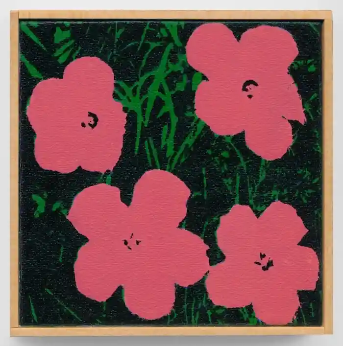 Richard Pettibone Andy Warhol Flowers, 1964, 2011 oil and silkscreen painting